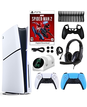 PS5 Spider Man 2 Console with Extra Blue Dualsense Controller and Accessories Kit