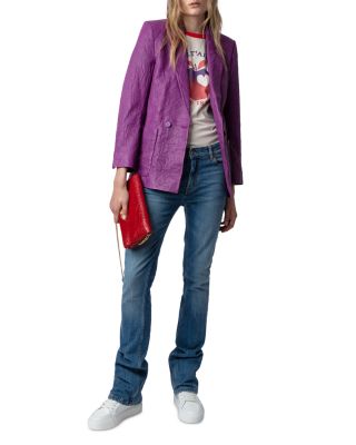 Visko Cuir Froisse Leather Blazer