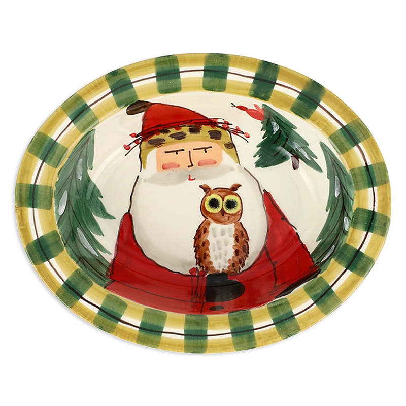 Vietri Old St. Nick Rimmed Oval Christmas Bowl In Multi