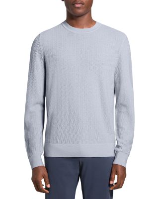 Theory - Long Sleeve Crewneck Herringbone Knit Sweater