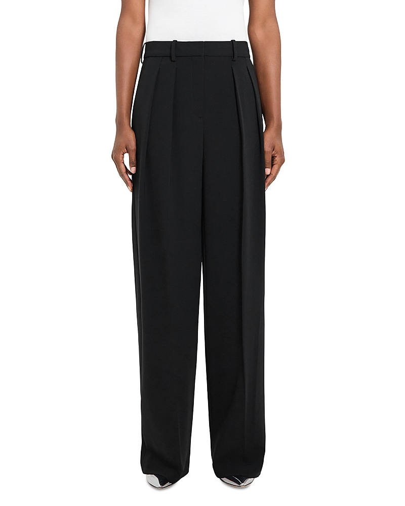 Theory Double Pleat Pant In Sleek Flannel In Black
