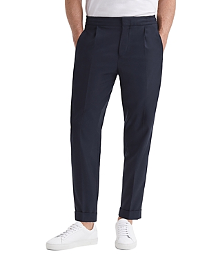 Reiss Brighton Relaxed Fit Pleated Pants In Navy