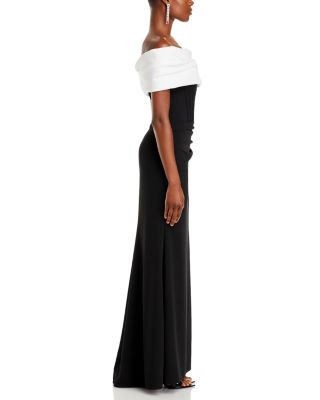 Scuba Crepe Off The Shoulder Corset Gown 