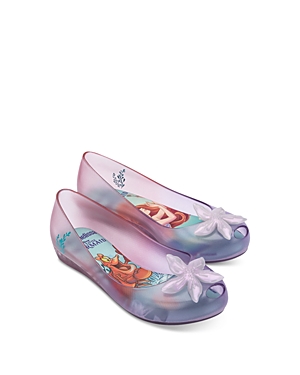 Mini Melissa Girls' Ultra + Little Mermaid Ii Shoes - Toddler, Little Kid, Big Kid In Clear/purple