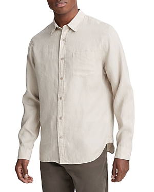 VINCE SOLID LINEN BUTTON DOWN SHIRT