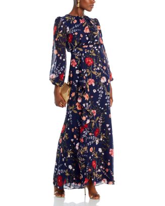 New Eliza J Navy Floral Faux outlet Wrap Maxi Dress 10