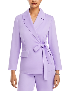 Shop Misook Side Tie Notched Collar Blazer In Lavender Field