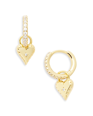Shashi Pave Huggie Heart Drop Earrings In Gold