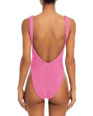 Square Neck Crinkle One Piece Swimsuit