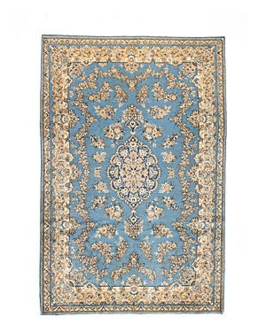 Bashian One Of A Kind Persian Kum W Silk Area Rug, 7'7 X 11'7 In Light/blue