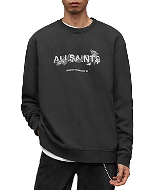 Shop Allsaints Logo Crewneck Sweatshirt In Jet Black