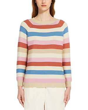 Shop Weekend Max Mara Linz Cotton Striped Sweater In Multicolor