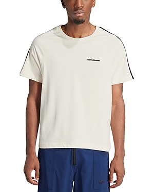 Shop Adidas X Wales Bonner Striped Short Sleeve Logo Tee In C White