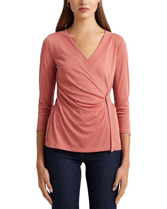 Lauren Ralph Lauren Women's Stretch Jersey Top - Pink Mahogany - Size S