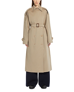Max Mara Beige The Cube Belted Trench Coat In Sand