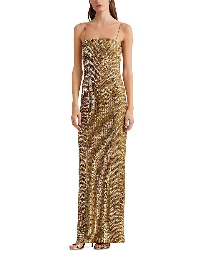Ralph lauren gold 2024 sequin dress