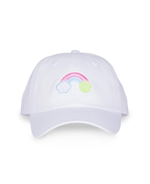 Ame & Lulu Girls' Pastel Rainbow Tennis Camper Kids Hat - Little Kid, Big Kid In White