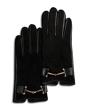 Shop Ted Baker Logo Detail Suede & Leather Gloves In Black