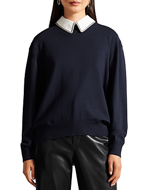 Ted Baker Collared Sweater In Navy