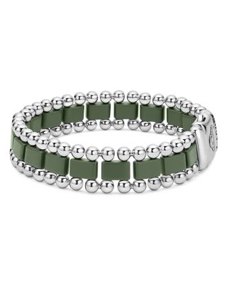 Men's Stainless Steel Anthem Hunter Green Ceramic Link Bracelet - Exclusive