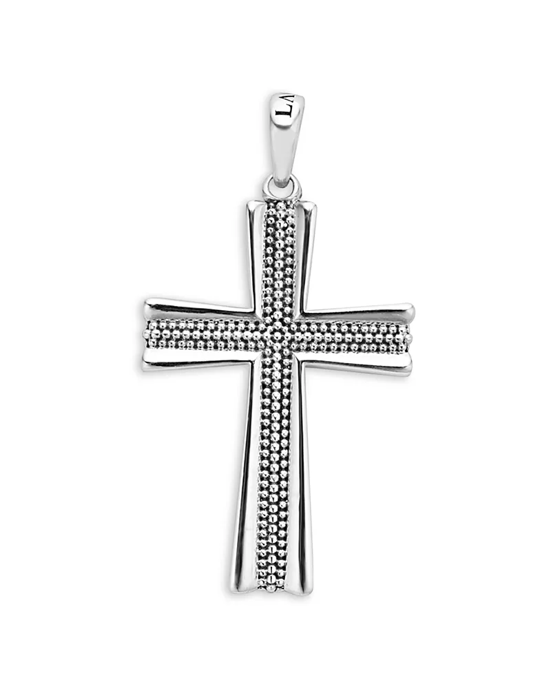 Lagos Men's Sterling Silver Anthem Bead Cross Pendant - Exclusive