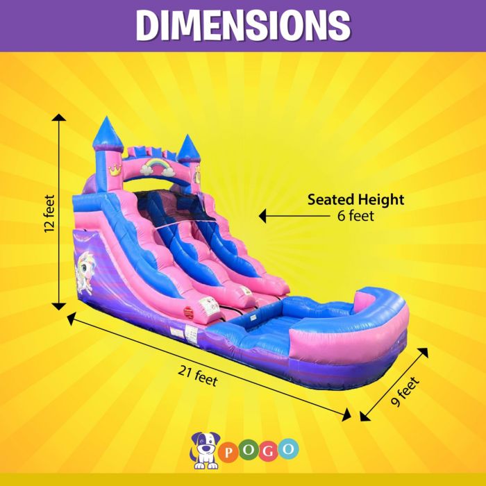 Inflatable Water Slide Without Blower Foot Backyard Inflatable Slide for Summer Fun - Slide with Water Pool for Kids