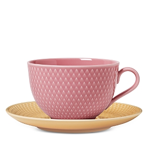 Rosendahl Lyngby Porcelain Rhombe Color Tea Cup With Matching Saucer In Rose/sand