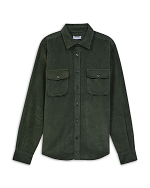 Shop Reiss Bonucci Long Sleeve Corduroy Shirt In Ivy Green