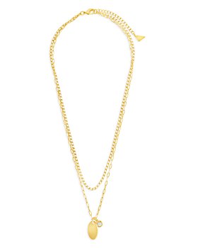 Sterling Forever Double Carabiner Layered Necklace - Gold