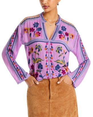 Johnny Was Vanessa Floral Embroidered Blouse | Bloomingdale's