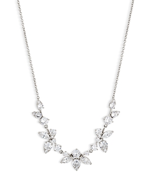 Nadri Frontal Necklace In Rhodium Plated, 16 In Silver
