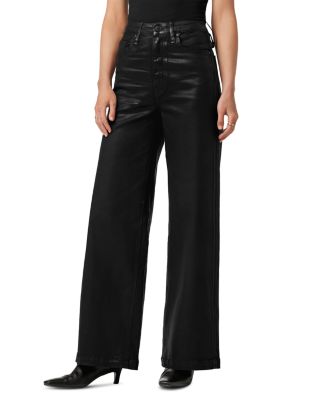 Hudson - James High Rise Wide Leg Jeans in Coated Black