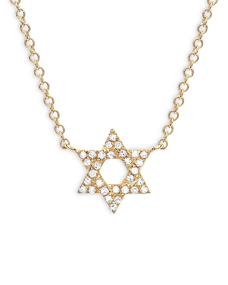 Ef Collection 14K Yellow Gold Diamond Star of David Pendant Necklace, 16