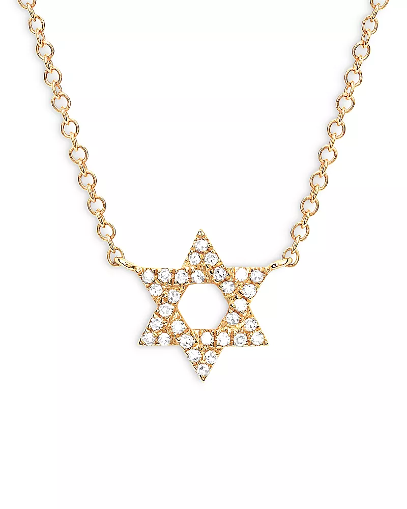 Ef Collection 14K Yellow Gold Diamond Star of David Pendant Necklace, 16