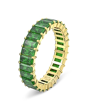 Shop Swarovski Matrix Green Baguette Crystal Stack Ring In Gold Tone In Green/gold