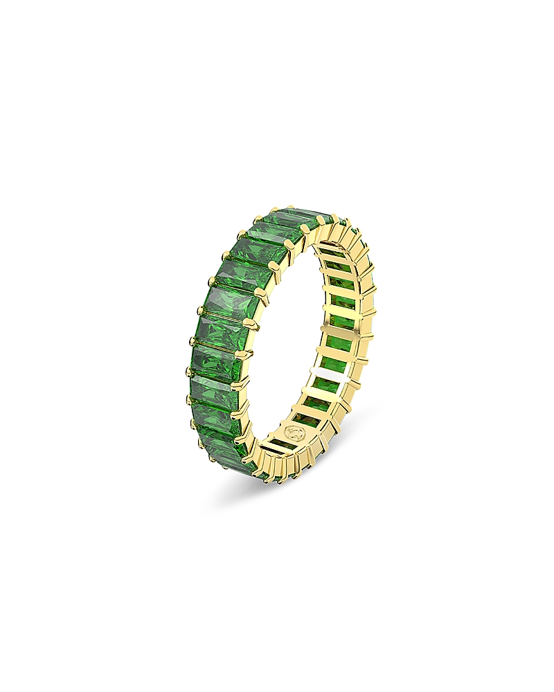 Swarovski Matrix Green Baguette Crystal Stack Ring In Gold Tone In Green/gold