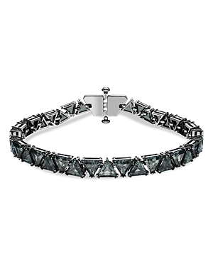 Shop Swarovski Matrix Black Triangle Crystal Flex Bracelet In Ruthenium Plated