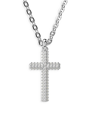 Shop Swarovski Insigne Crystal Cross Pendant Necklace, 14.96-17.72 In Silver