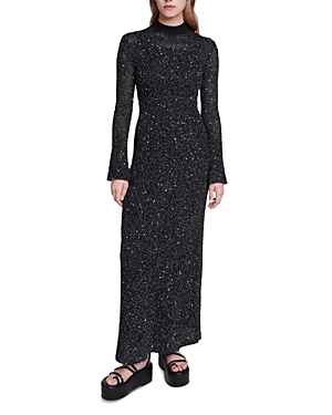 Shop Maje Raville Sequined Maxi Dress In Black