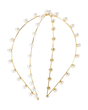Lelet Ny Vera Faux Pearl Exes Headband In White/gold