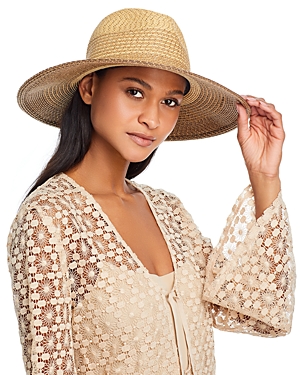 Eugenia Kim Emmanuelle Metallic Two-tone Paper Straw Fedora In Camel
