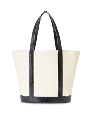 Staud Allora Large Leather Tote Bag In White