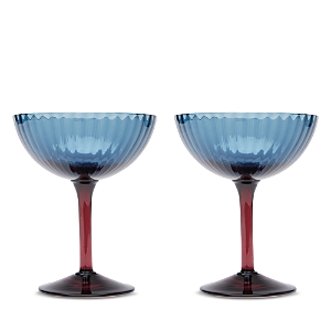 Shop La Doublej Champagne Coupe Glasses, Set Of 2 In Blue Fumé