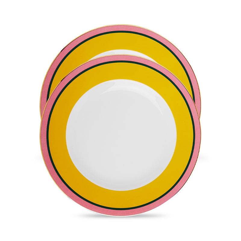 La Doublej Painted Trim Dinner Plates, Set Of 2