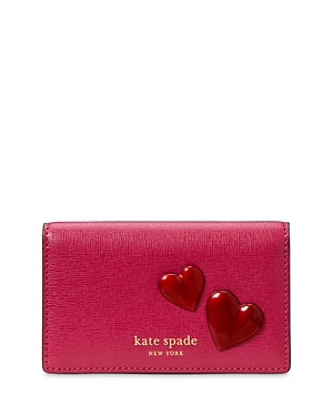 Shop Kate Spade New York Pitter Patter Smooth Leather Small Bifold Snap Wallet In Red Multi