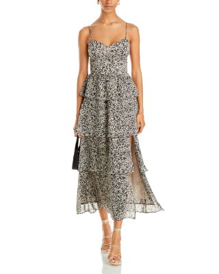 AQUA - Printed Ruffle Maxi Dress - 100% Exclusive