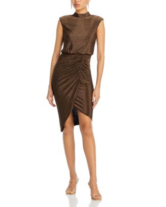 Liv Foster Metallic Asymmetrical Knit Dress