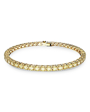 Swarovski Matrix Yellow Crystal Extra Large Tennis Bracelet in Gold Tone