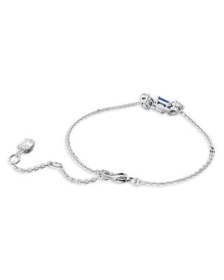 Mesmera Clear & Blue Mixed Cut Crystal Link Bracelet in Rhodium Plated