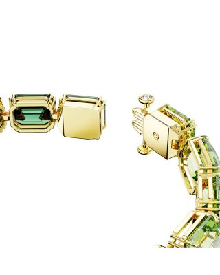 Millenia Green Color Gradient Octagon Crystal Flex Bracelet in Gold Tone